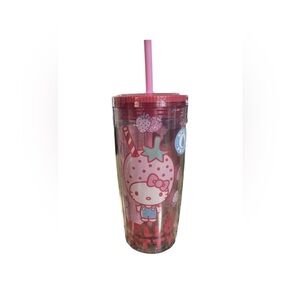 Silver Buffalo Hello Kitty Strawberries 24 Spill Proof Tumbler NWT